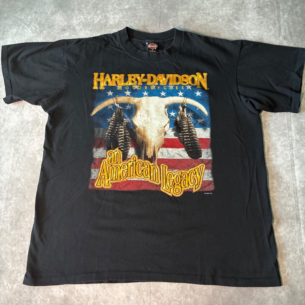 Vintage 1995 Harley Davidson American Legacy T Shirt North Texas Dallas XL Black